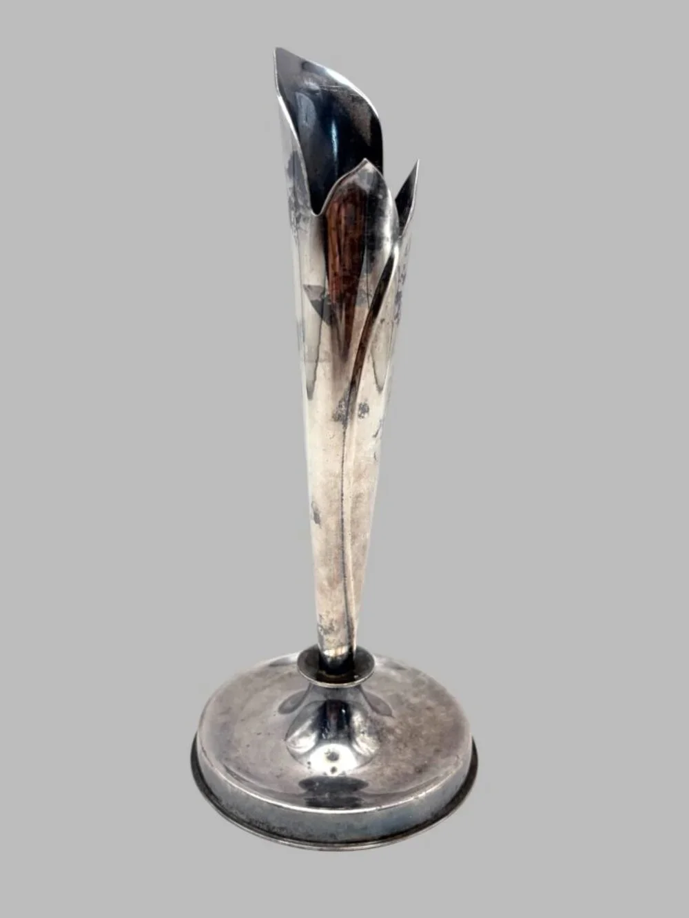Vintage MCM Silverplate Calla Lily Bud Vase 7